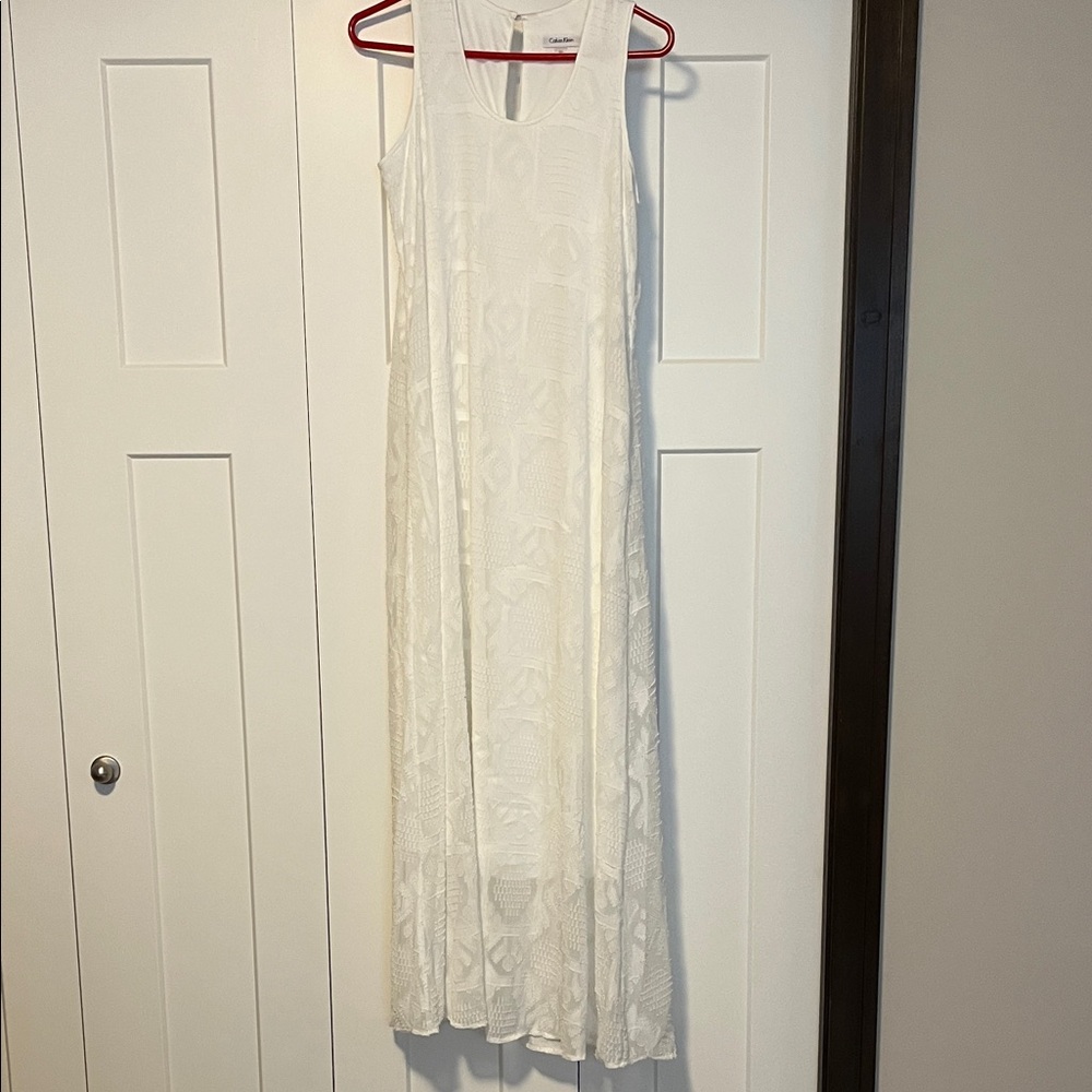 Calvin Klein White Sleeveless Maxi Dress